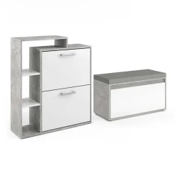 Schuhkipper Orlando Beton 2 Teile, mit Sitzbank Vicco