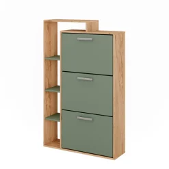 Schuhkipper Orlando Goldkraft Eiche/Grün 80 x 128.3 cm mit 3 Fächern Vicco