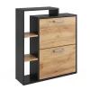 Schuhkipper Orlando Goldkraft Eiche/Anthrazit 24.5 x 90 cm 2 Fächern Vicco