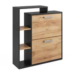 Schuhkipper Orlando Goldkraft Eiche/Anthrazit 24.5 x 90 cm 2 Fächern Vicco