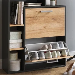 Schuhkipper Orlando Goldkraft Eiche/Anthrazit 24.5 x 90 cm 2 Fächern Vicco