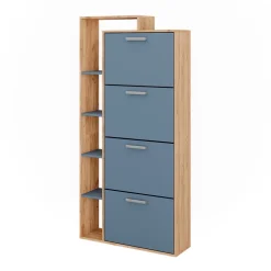 Schuhkipper Orlando Goldkraft Eiche/Blau 80 x 166.1 cm mit 4 Fächern Vicco