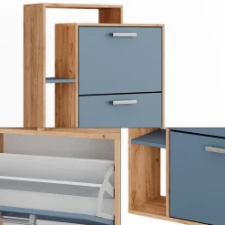 Schuhkipper Orlando Goldkraft Eiche/Blau 80 x 166.1 cm mit 4 Fächern Vicco
