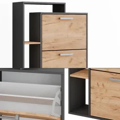 Schuhkipper Orlando Goldkraft Eiche/Anthrazit 80 x 166.1 cm mit 4 Fächern Vicco