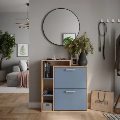 Schuhkipper Orlando Goldkraft Eiche/Blau 80 x 90 cm Vicco