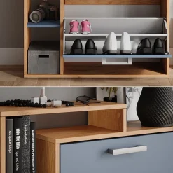 Schuhkipper Orlando Goldkraft Eiche/Blau 80 x 90 cm Vicco