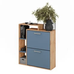 Schuhkipper Orlando Goldkraft Eiche/Blau 80 x 90 cm Vicco
