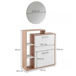 Schuhkipper Orlando Sonoma 2 Teile, mit Spiegel Vicco