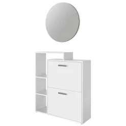 Schuhkipper Orlando Weiß 2 Teile, mit Spiegel Vicco