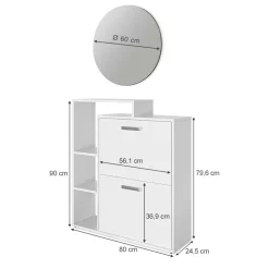 Schuhkipper Orlando Weiß 2 Teile, mit Spiegel Vicco