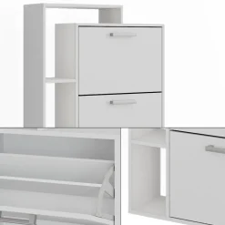 Schuhkipper Orlando Weiß 80 x 166.1 cm mit 4 Fächern Vicco