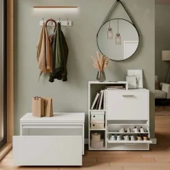 Schuhkipper Orlando Weiß 2 Teile, mit Sitzbank Vicco