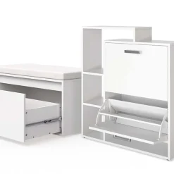 Schuhkipper Orlando Weiß 2 Teile, mit Sitzbank Vicco