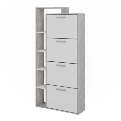 Schuhkipper Orlando Weiß/Beton 80 x 166.1 cm mit 4 Fächern Vicco
