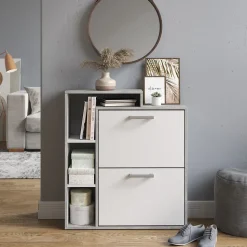 Schuhkipper Orlando Weiß/Beton 24.5 x 90 cm Vicco