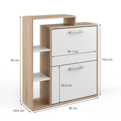 Schuhkipper Orlando Weiß/Sonoma 24.5 x 90 cm Vicco