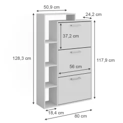 Schuhkommode Orlando Weiß 80 x 128.3 cm mit 3 Fächern Vicco