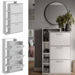 Schuhkommode Orlando Weiß 80 x 128.3 cm mit 3 Fächern Vicco