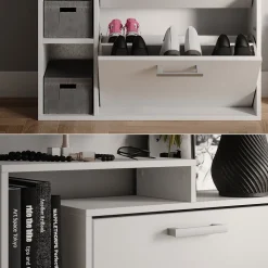 Schuhkommode Orlando Weiß 80 x 128.3 cm mit 3 Fächern Vicco