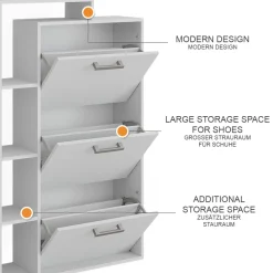 Schuhkommode Orlando Weiß 80 x 128.3 cm mit 3 Fächern Vicco