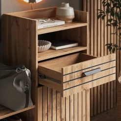 Schuhschrank Amber Eiche Wotan 100 x 100 cm mit Tür und Schublade Vicco