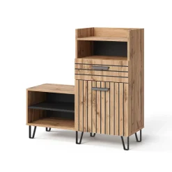 Schuhschrank Amber Eiche Wotan 100 x 100 cm mit Tür und Schublade Vicco