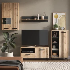 Schuhschrank Amber Eiche Wotan 100 x 100 cm mit Tür und Schublade Vicco