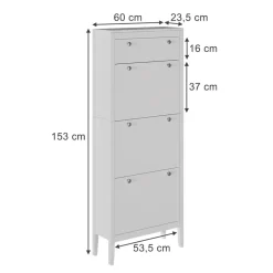 Schuhschrank Aron Weiß 60 x 153 cm , 3 Fächer Vicco