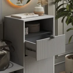 Schuhschrank Eliza Grau 100 x 98.5 cm mit Tür und Schublade Vicco