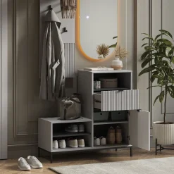 Schuhschrank Eliza Grau 100 x 98.5 cm mit Tür und Schublade Vicco