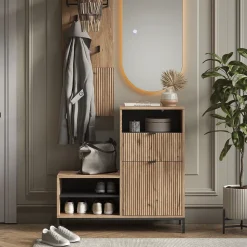 Schuhschrank Eliza Viking Oak 100 x 98.5 cm mit Tür und Schublade Vicco