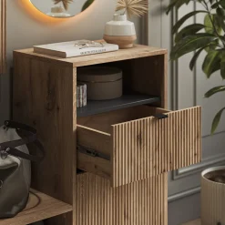 Schuhschrank Eliza Viking Oak 100 x 98.5 cm mit Tür und Schublade Vicco