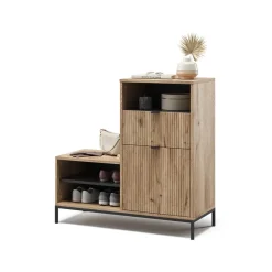 Schuhschrank Eliza Viking Oak 100 x 98.5 cm mit Tür und Schublade Vicco