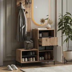 Schuhschrank Eliza Viking Oak 100 x 98.5 cm mit Tür und Schublade Vicco