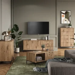 Schuhschrank Eliza Viking Oak 100 x 98.5 cm mit Tür und Schublade Vicco