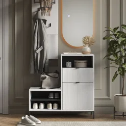 Schuhschrank Eliza Weiß 100 x 98.5 cm mit Tür und Schublade Vicco