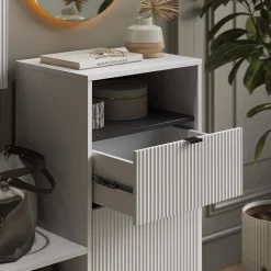 Schuhschrank Eliza Weiß 100 x 98.5 cm mit Tür und Schublade Vicco