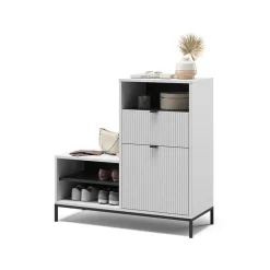 Schuhschrank Eliza Weiß 100 x 98.5 cm mit Tür und Schublade Vicco