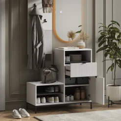 Schuhschrank Eliza Weiß 100 x 98.5 cm mit Tür und Schublade Vicco