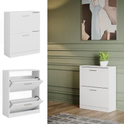 Schuhschrank Gizmo Weiß 59 x 72.5 cm 2 Fächern Vicco