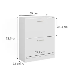 Schuhschrank Gizmo Weiß 59 x 72.5 cm 2 Fächern Vicco