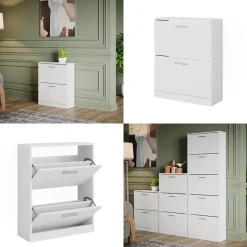 Schuhschrank Gizmo Weiß 59 x 72.5 cm 2 Fächern Vicco