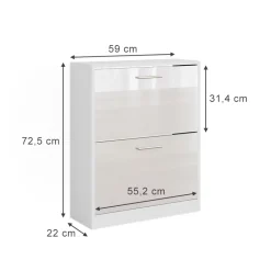 Schuhschrank Gizmo Weiß Hochglanz 59 x 72.5 cm 2 Fächern Vicco