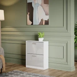 Schuhschrank Gizmo Weiß Hochglanz 59 x 72.5 cm 2 Fächern Vicco