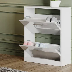 Schuhschrank Gizmo Weiß Hochglanz 59 x 72.5 cm 2 Fächern Vicco