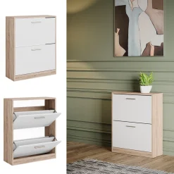 Schuhschrank Gizmo Weiß/Sonoma 59 x 72.5 cm 2 Fächern Vicco