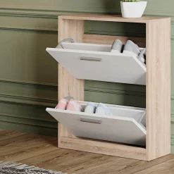 Schuhschrank Gizmo Weiß/Sonoma 59 x 72.5 cm 2 Fächern Vicco