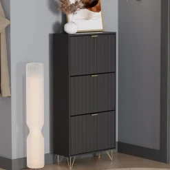 Schuhschrank Helge Schwarz 60 x 128.5 cm 3 Fächer Vicco