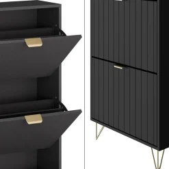 Schuhschrank Helge Schwarz 60 x 128.5 cm 3 Fächer Vicco