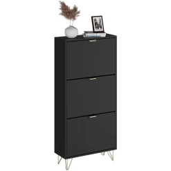 Schuhschrank Helge Schwarz 60 x 128.5 cm 3 Fächer Vicco